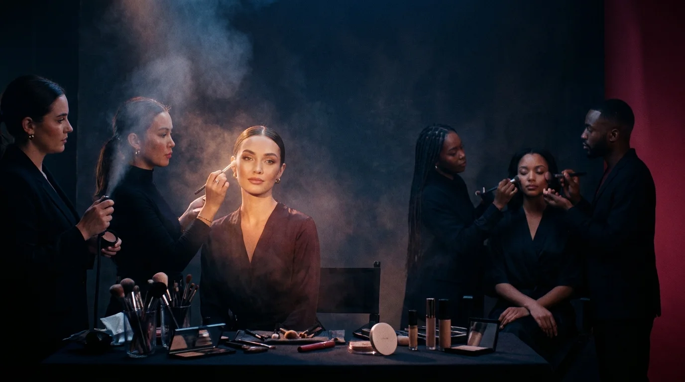 Makeup artists working backstage